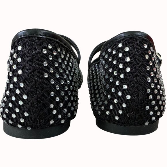 Mixit Mary Jane Ballet Flats Sz 7.5 Shoes Dazzling Stud Rhinestones Square Toe - Picture 7 of 15